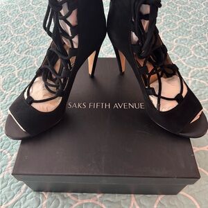 Saks Fifth Avenue Black Lace-Up Heels